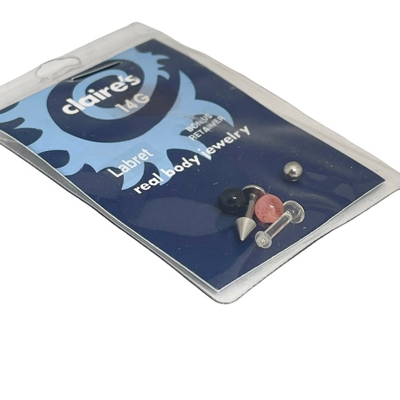 new Claire’s 𖦹 16G Surgical Steel 3 in 1 Belly Bar Set 𖦹 Pink White Stripe 𖦹 - Picture 5 of 13